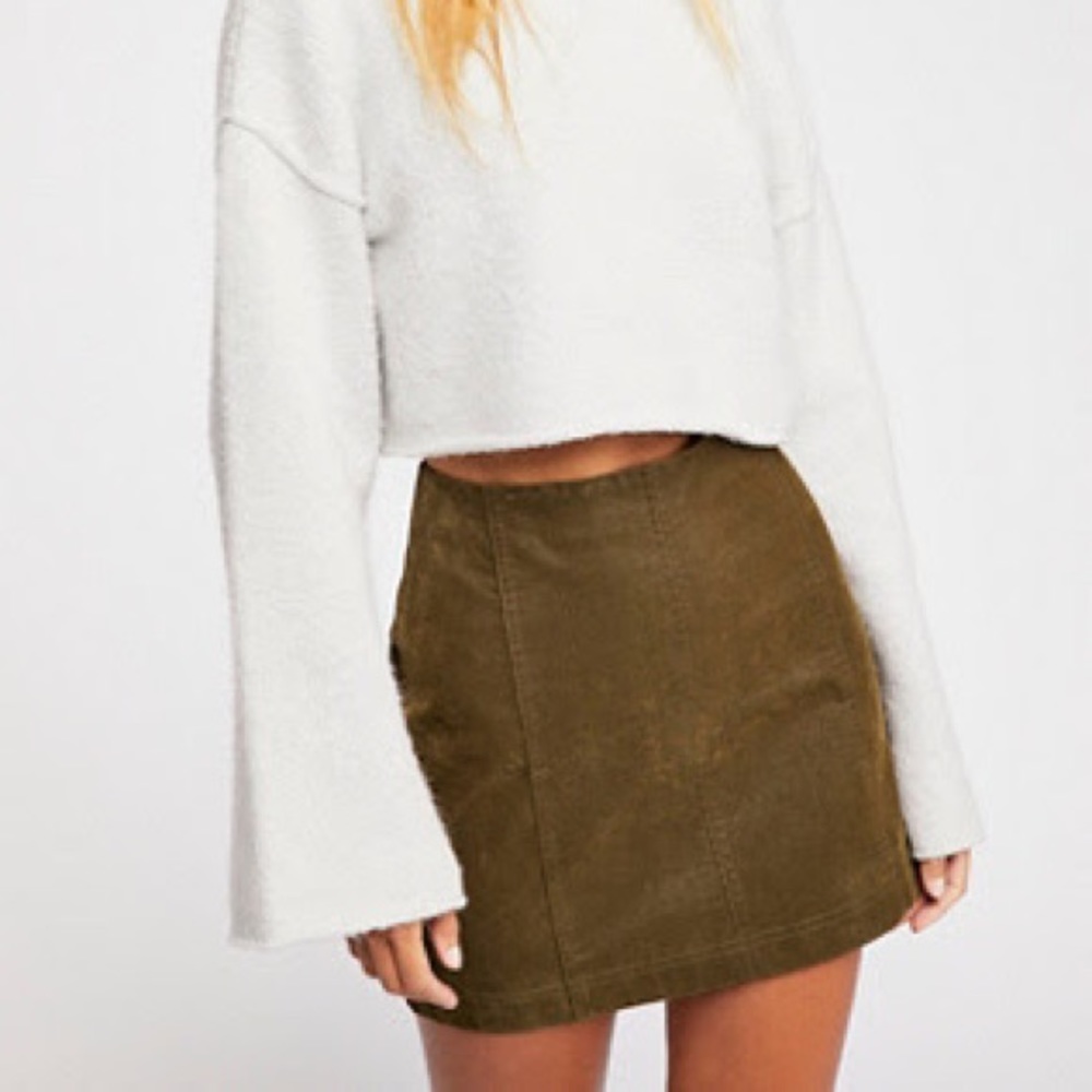 Free People Vegan Suede Mini Skirt - Color Tobacco